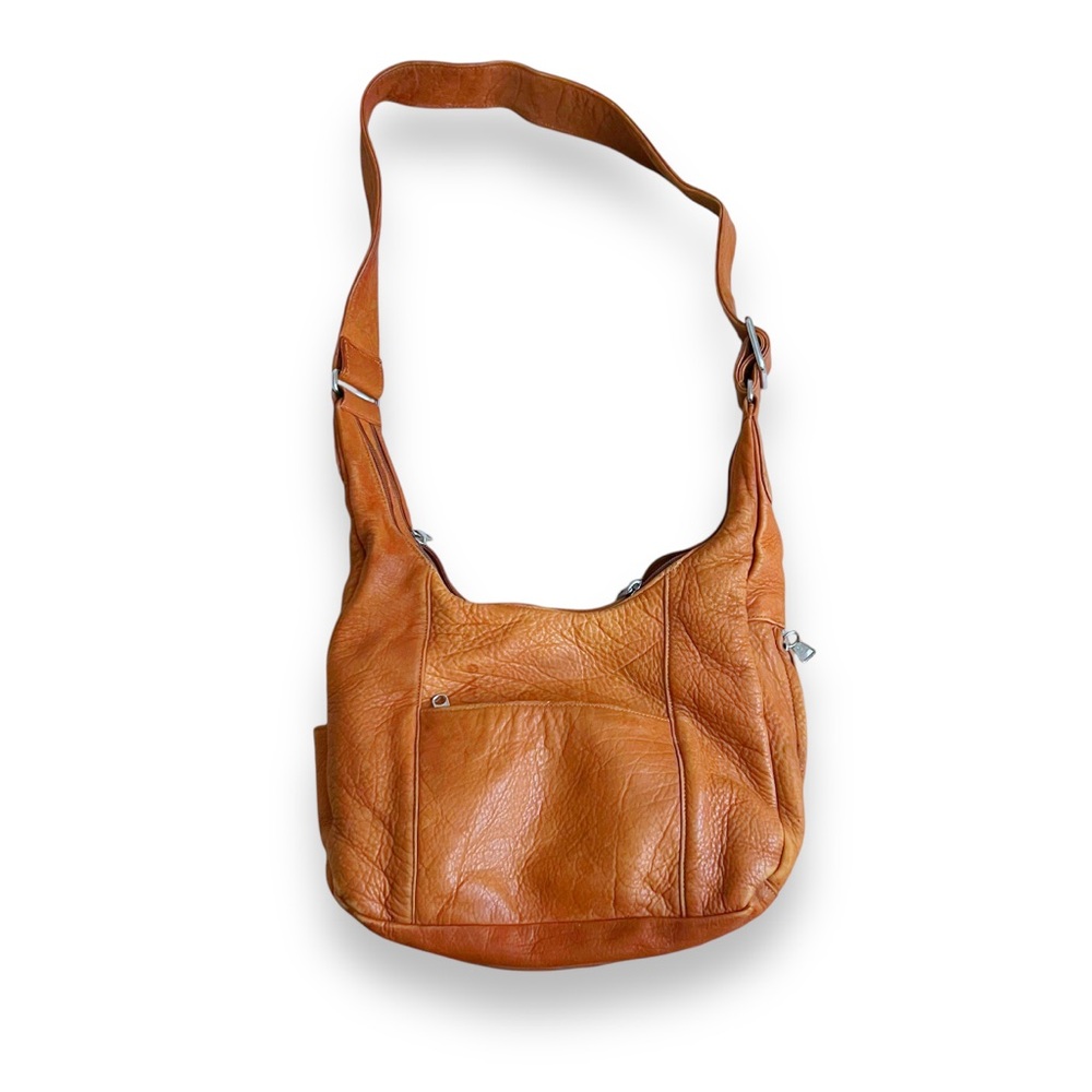 Coronado Leather Bison Shoulder Bag with Concealed Pocket